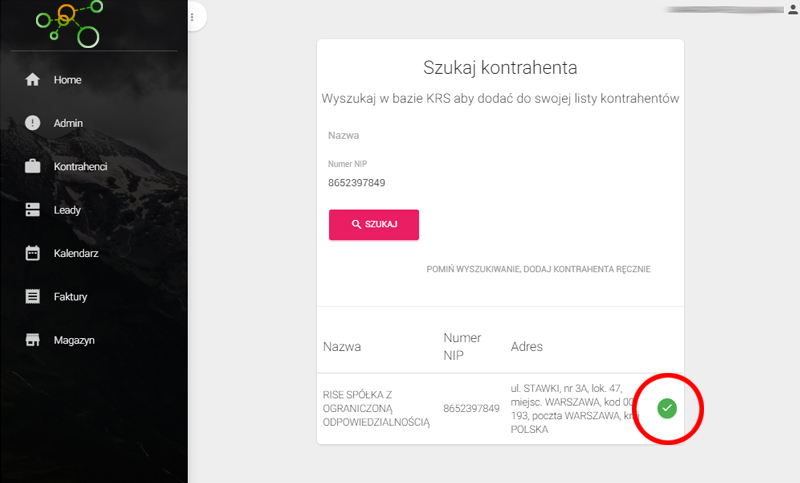 Integracja kontrahentów z krs